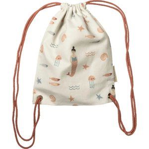 Kids Sea Pink Themed Decorative Cotton Drawstring Tote Bag